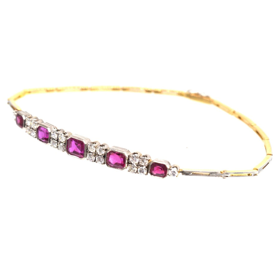 1930s 18ct Gold and Platinum Ruby and Diamond Bracelet | Parkin and Gerrish | Antique & Vintage Jewellery