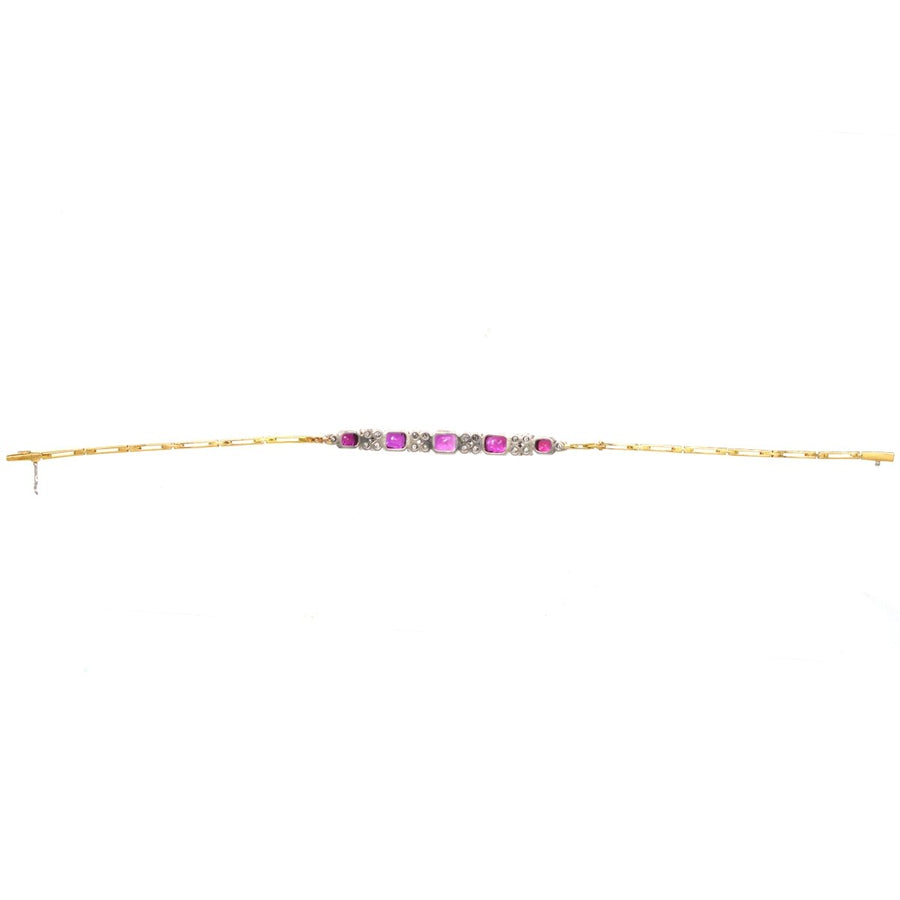 1930s 18ct Gold and Platinum Ruby and Diamond Bracelet | Parkin and Gerrish | Antique & Vintage Jewellery