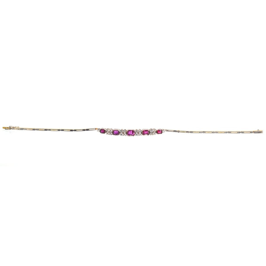 1930s 18ct Gold and Platinum Ruby and Diamond Bracelet | Parkin and Gerrish | Antique & Vintage Jewellery