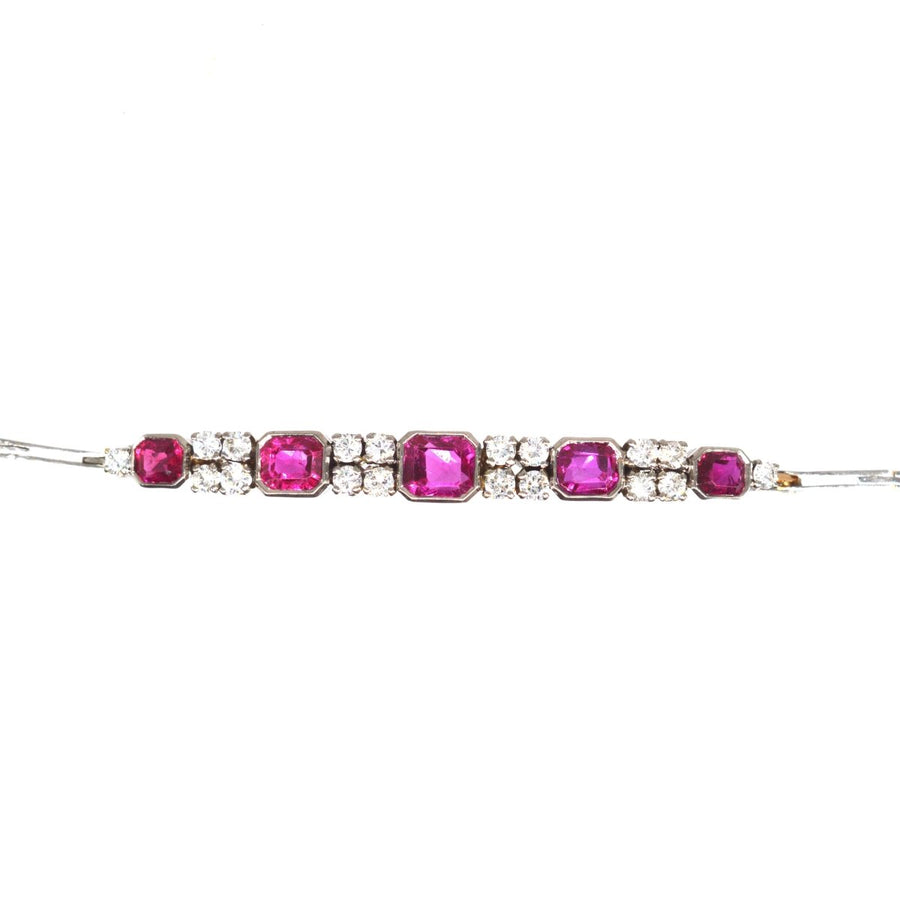 1930s 18ct Gold and Platinum Ruby and Diamond Bracelet | Parkin and Gerrish | Antique & Vintage Jewellery