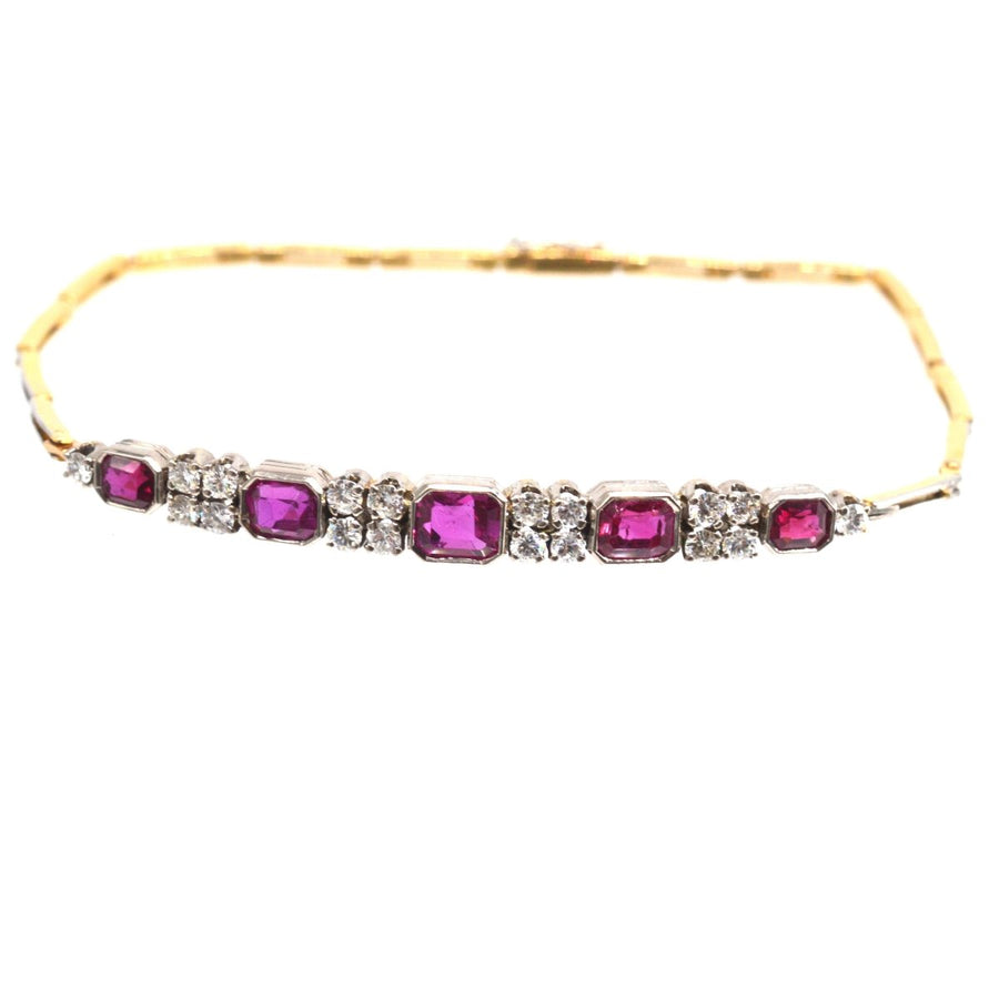 1930s 18ct Gold and Platinum Ruby and Diamond Bracelet | Parkin and Gerrish | Antique & Vintage Jewellery