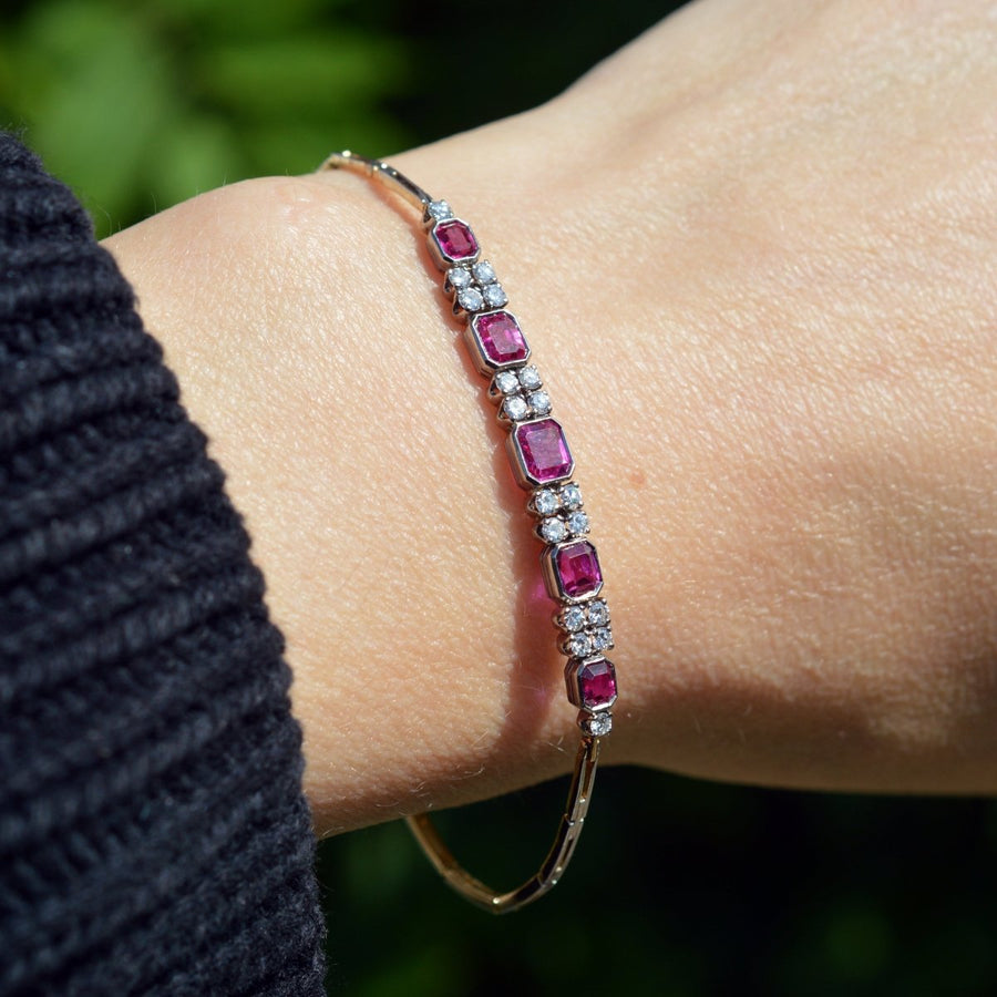 1930s 18ct Gold and Platinum Ruby and Diamond Bracelet | Parkin and Gerrish | Antique & Vintage Jewellery
