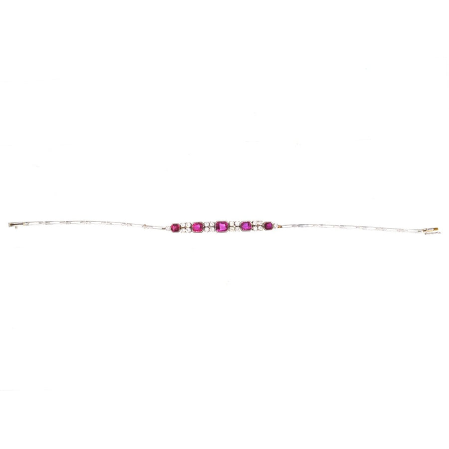 1930s 18ct Gold and Platinum Ruby and Diamond Bracelet | Parkin and Gerrish | Antique & Vintage Jewellery