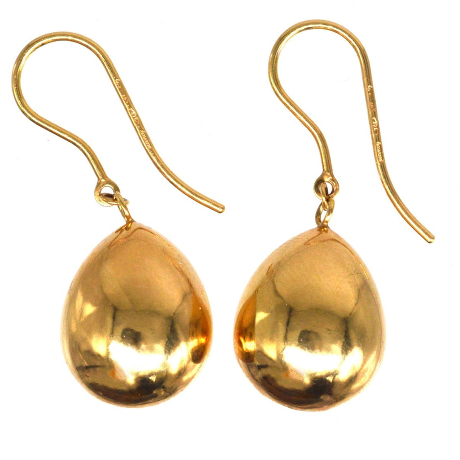 1940s 9ct Gold Earrings with Large Gold Teardrops | Parkin and Gerrish | Antique & Vintage Jewellery