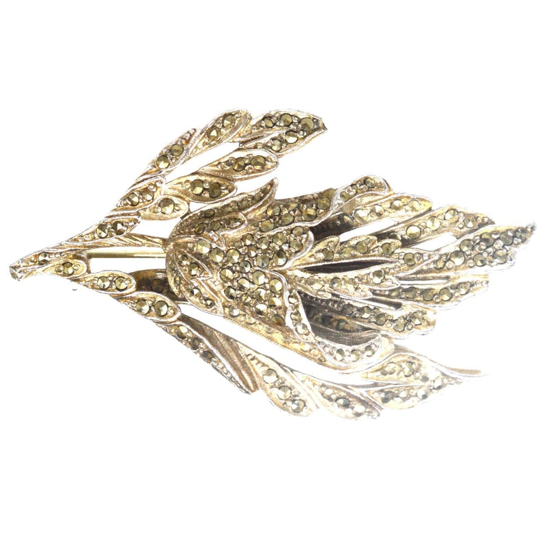 1940s Chrome and Marcasite Floral Brooch