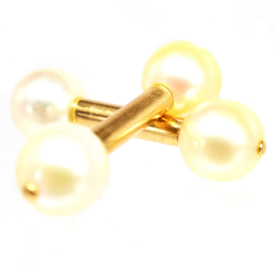 1940s French 18ct Gold Cultured Pearl Double Ended Cufflinks | Parkin and Gerrish | Antique & Vintage Jewellery