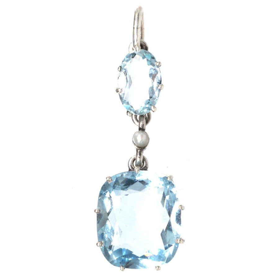 1940s Platinum Aquamarine and Pearl Drop Pendant | Parkin and Gerrish | Antique & Vintage Jewellery