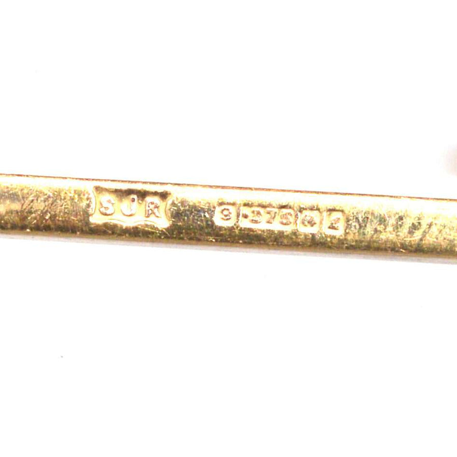 1960 9ct Gold Plain Flat Bar Brooch | Parkin and Gerrish | Antique & Vintage Jewellery