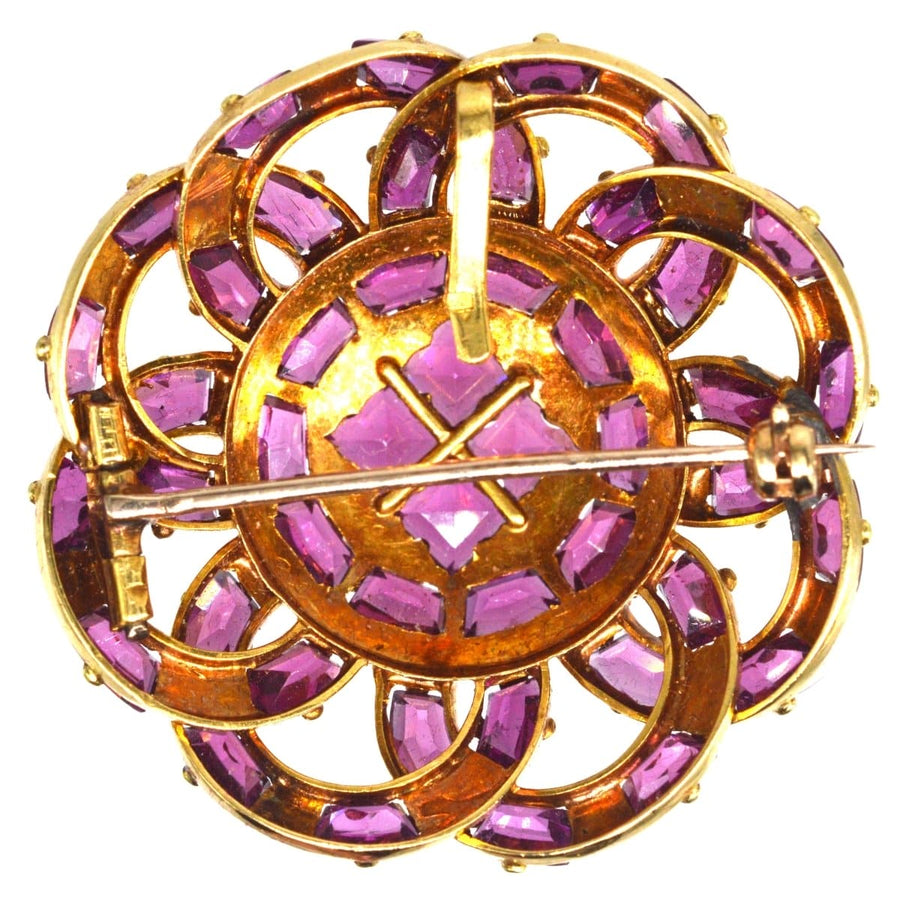 19th Century French Gold Rhodolite Garnet Round Brooch and Pendant | Parkin and Gerrish | Antique & Vintage Jewellery