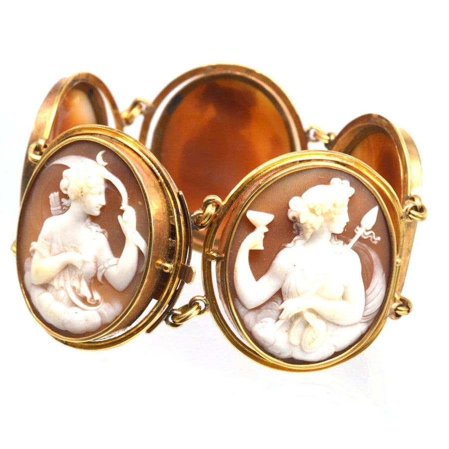 19th Century Grand Tour 18ct Gold Carved Cameo of God and Goddess Bracelet | Parkin and Gerrish | Antique & Vintage Jewellery