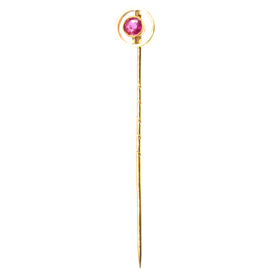 Edwardian 18ct Gold Ruby Tie Pin