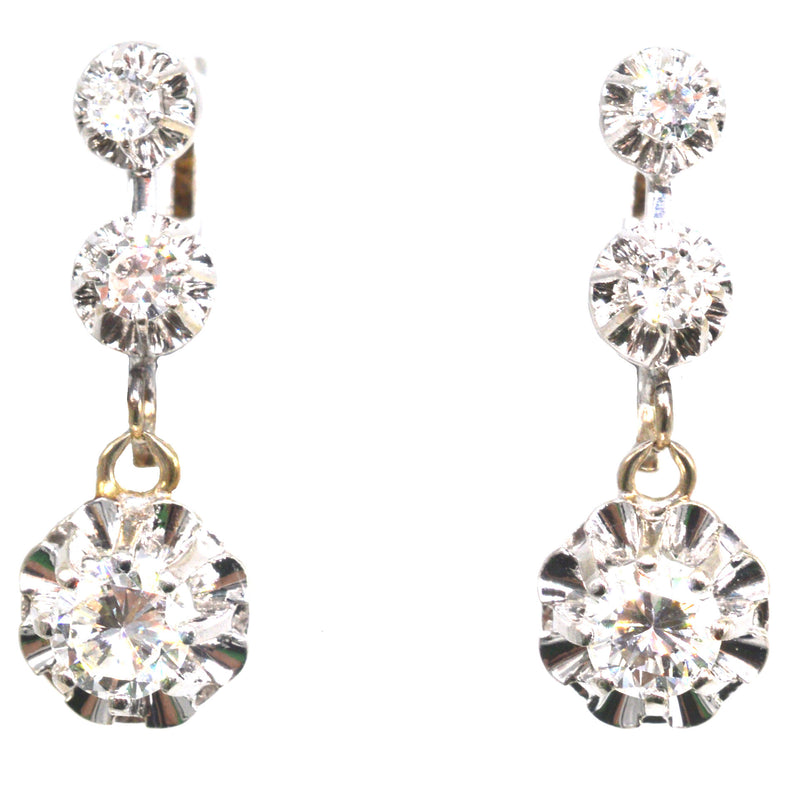 Early 20th Century 18ct White Gold Diamond Drop Earrings