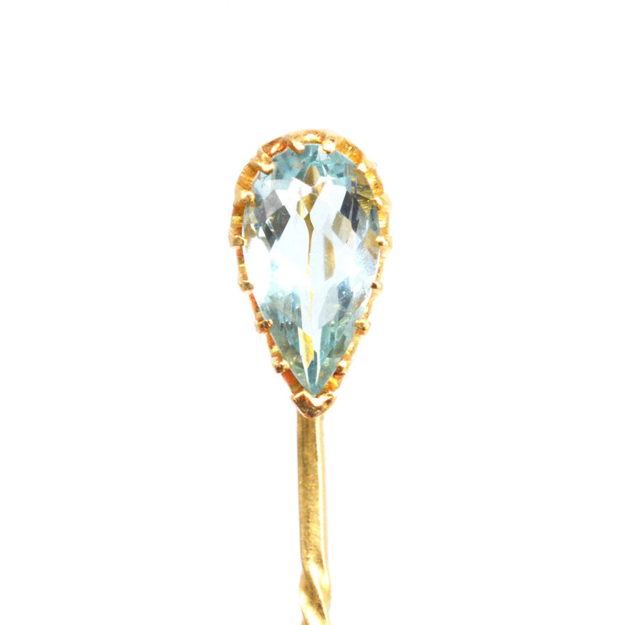 Edwardian 18ct Gold Aquamarine Tie Pin