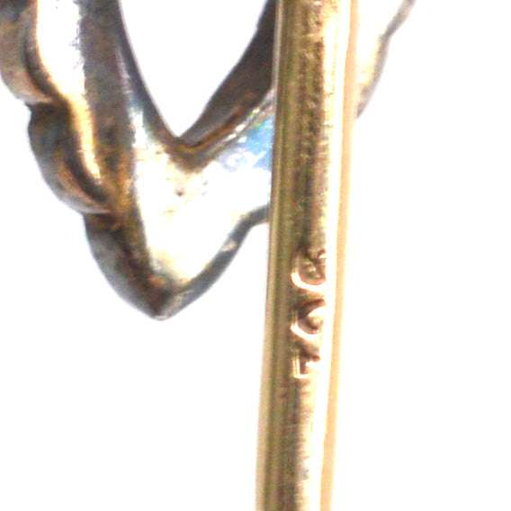 Victorian 9ct Gold and Silver Paste Heart Tie Pin