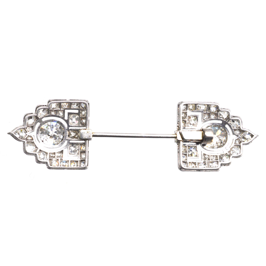 Art Deco Platinum 6 Carat Old European Diamond Jabot Brooch