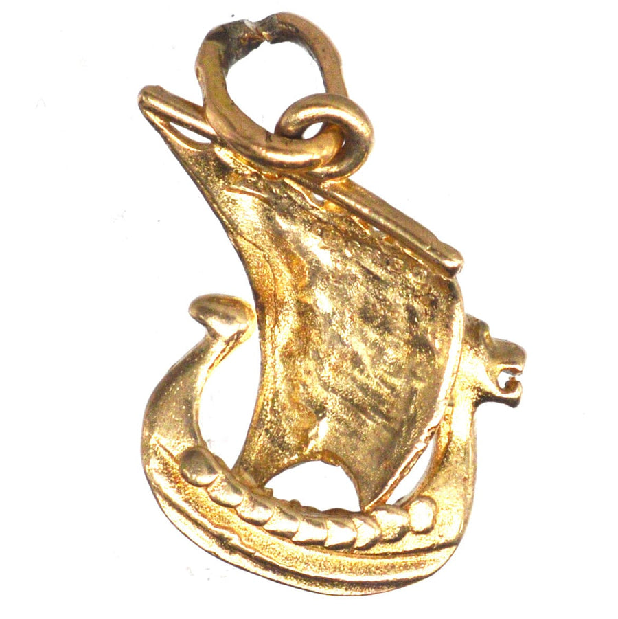 Vintage 9ct Gold Vikings Ship Charm
