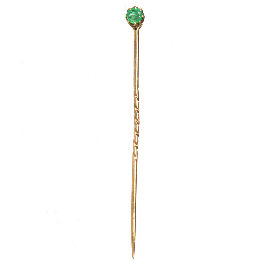 Victorian 15ct Gold Single Emerald Tie Pin