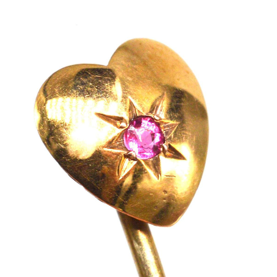 Victorian 9ct Gold Ruby Heart Tie Pin