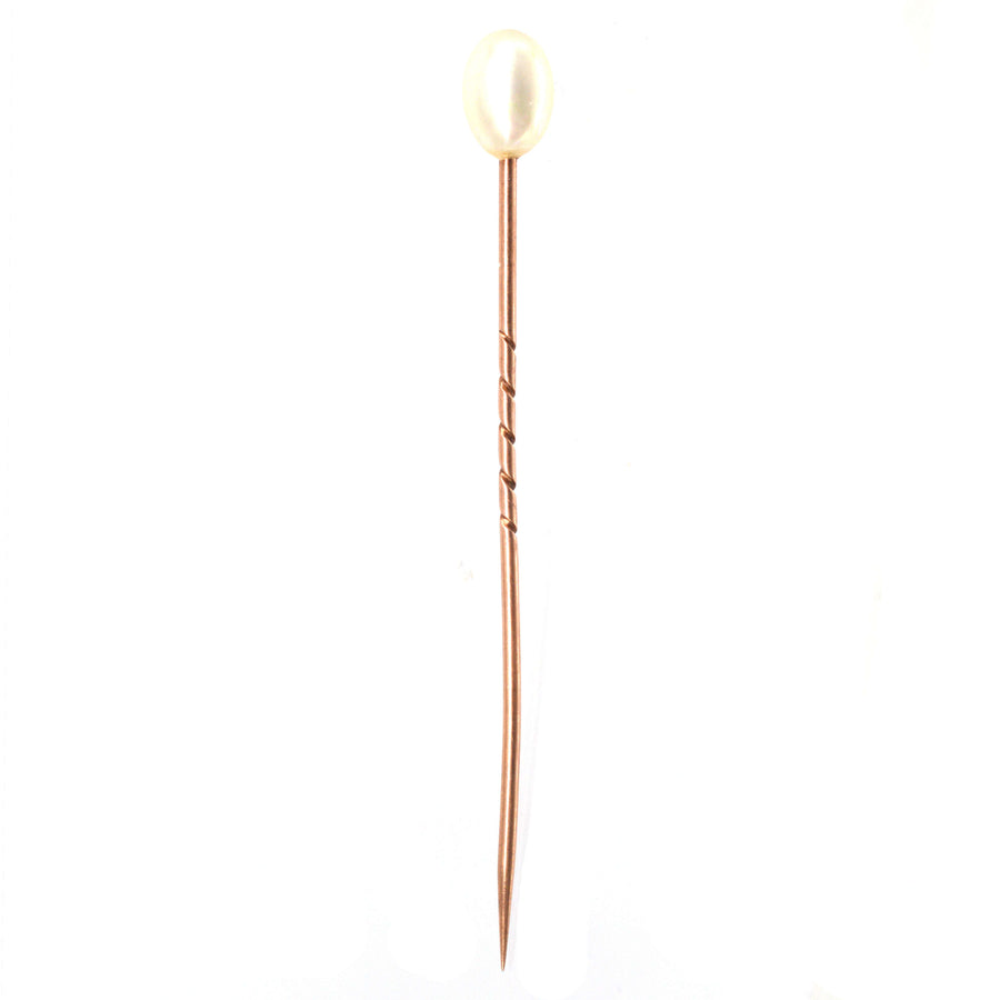 1930s 9ct Gold Cultured Pearl Tie Pin