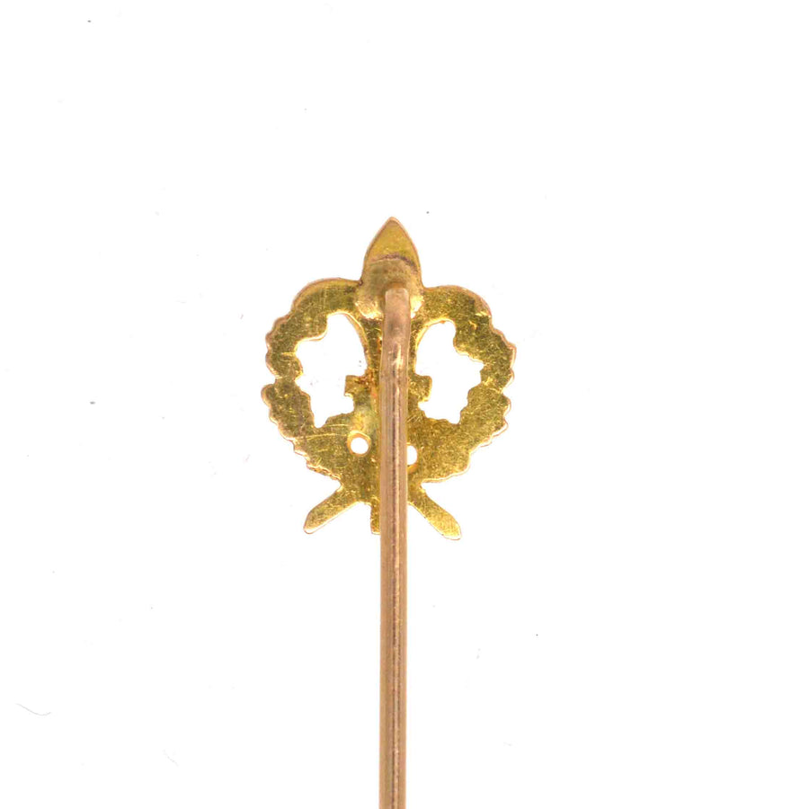 Edwardian 18ct Gold French Fleur-de-Lis Wreath Tie Pin