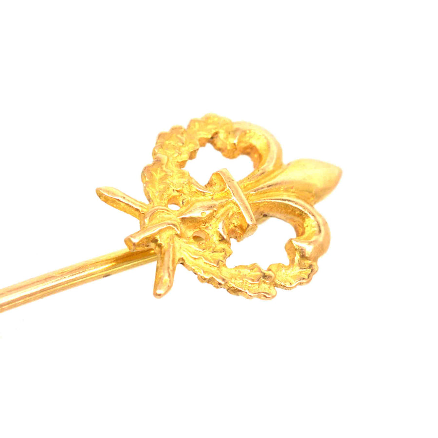 Edwardian 18ct Gold French Fleur-de-Lis Wreath Tie Pin