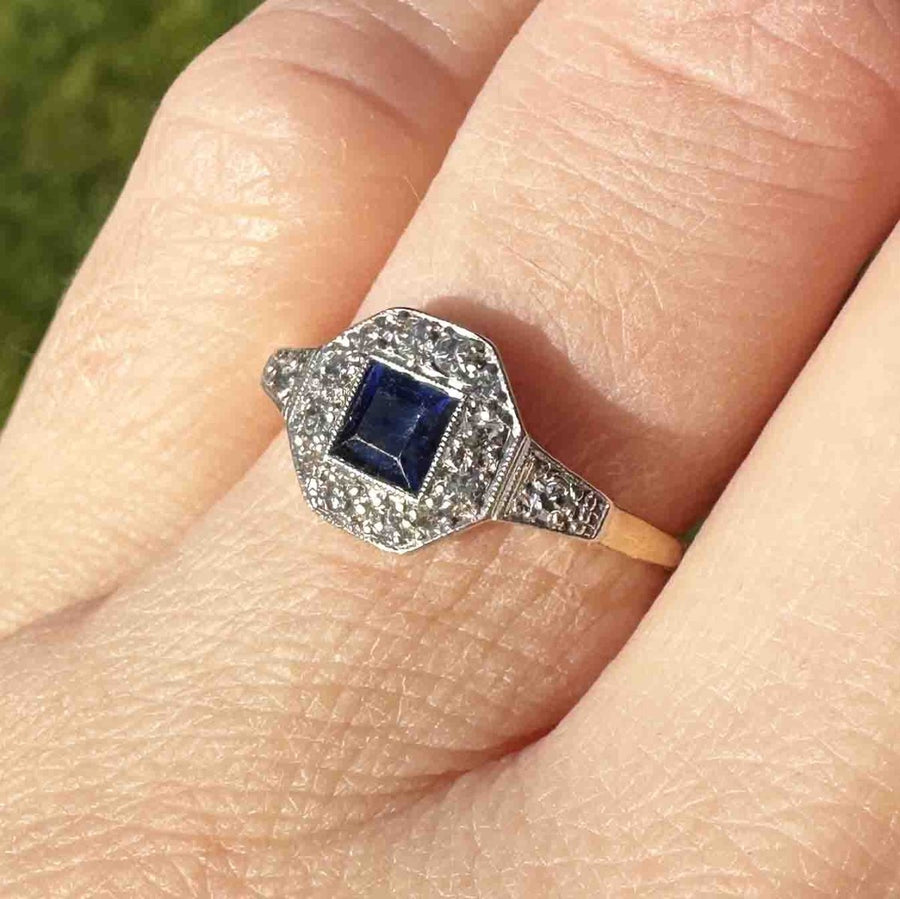 Art Deco 18ct and Platinum, Sapphire and Diamond Ring | Parkin and Gerrish | Antique & Vintage Jewellery