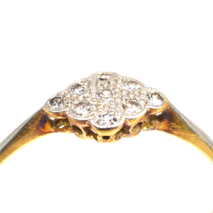 Art Deco 18ct Gold Diamond Cluster Ring | Parkin and Gerrish | Antique & Vintage Jewellery