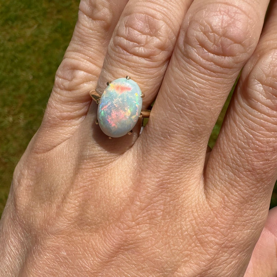 Art Deco 18ct Gold Opal Ring | Parkin and Gerrish | Antique & Vintage Jewellery