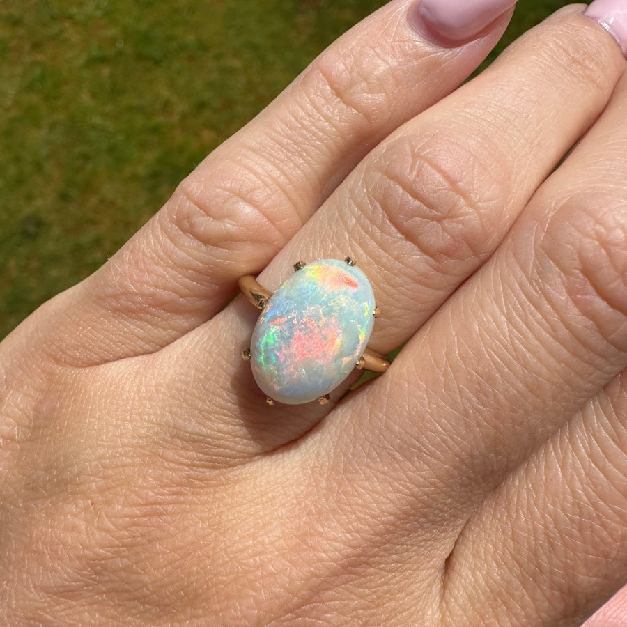 Art Deco 18ct Gold Opal Ring | Parkin and Gerrish | Antique & Vintage Jewellery