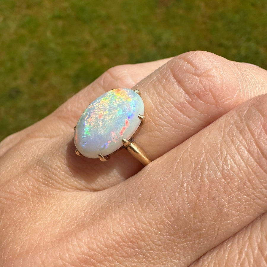 Art Deco 18ct Gold Opal Ring | Parkin and Gerrish | Antique & Vintage Jewellery