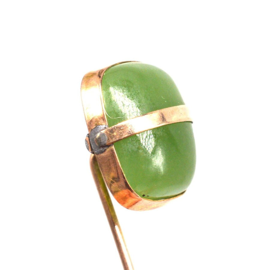 Art Deco 9ct Gold and Nephrite Jade Tie Pin | Parkin and Gerrish | Antique & Vintage Jewellery