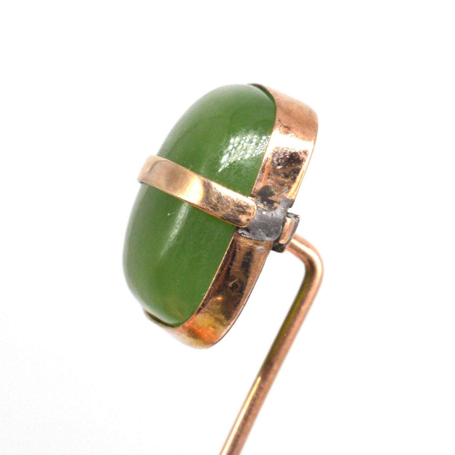Art Deco 9ct Gold and Nephrite Jade Tie Pin | Parkin and Gerrish | Antique & Vintage Jewellery