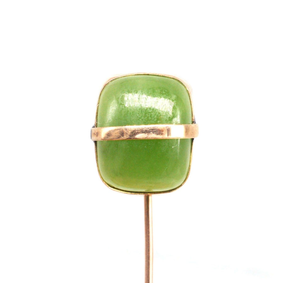 Art Deco 9ct Gold and Nephrite Jade Tie Pin | Parkin and Gerrish | Antique & Vintage Jewellery