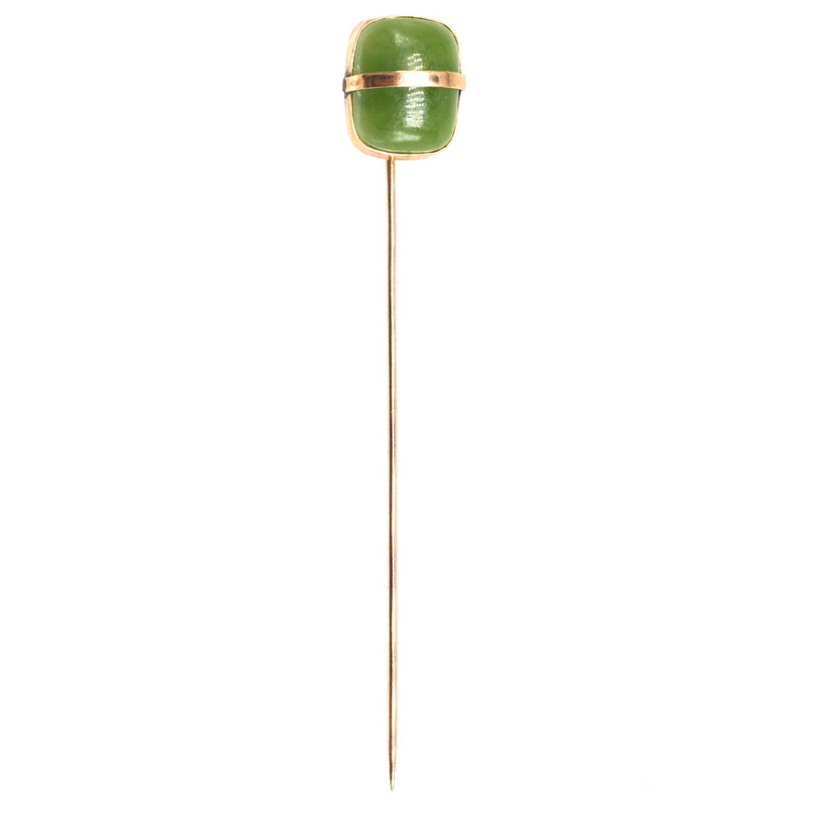 Art Deco 9ct Gold and Nephrite Jade Tie Pin | Parkin and Gerrish | Antique & Vintage Jewellery