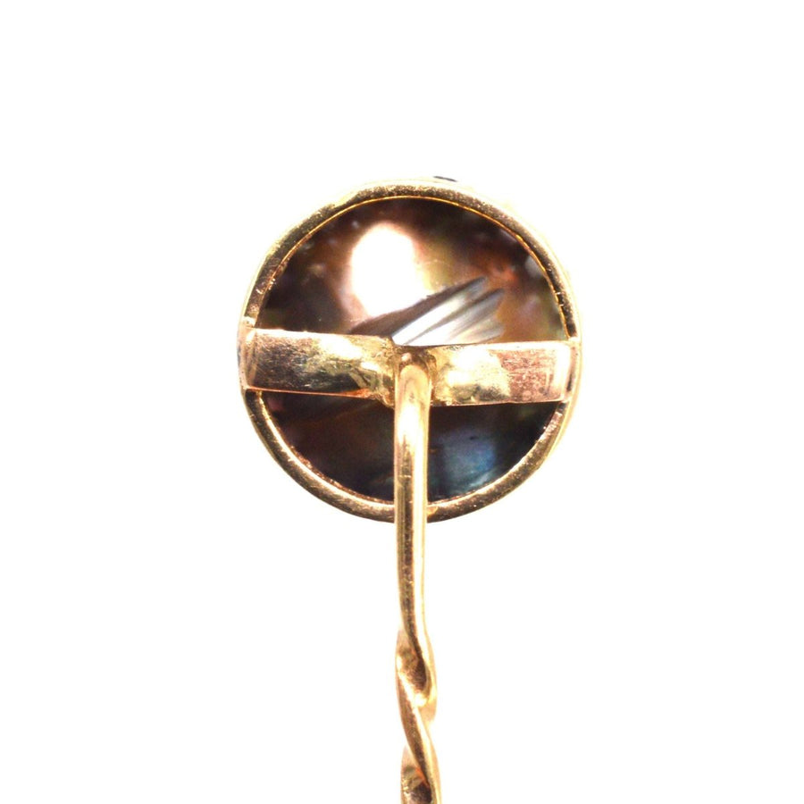 Art Deco 9ct Gold Black Mother of Pearl Tie Pin | Parkin and Gerrish | Antique & Vintage Jewellery