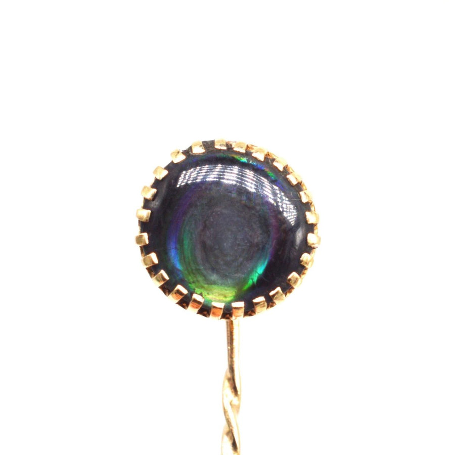 Art Deco 9ct Gold Black Mother of Pearl Tie Pin | Parkin and Gerrish | Antique & Vintage Jewellery