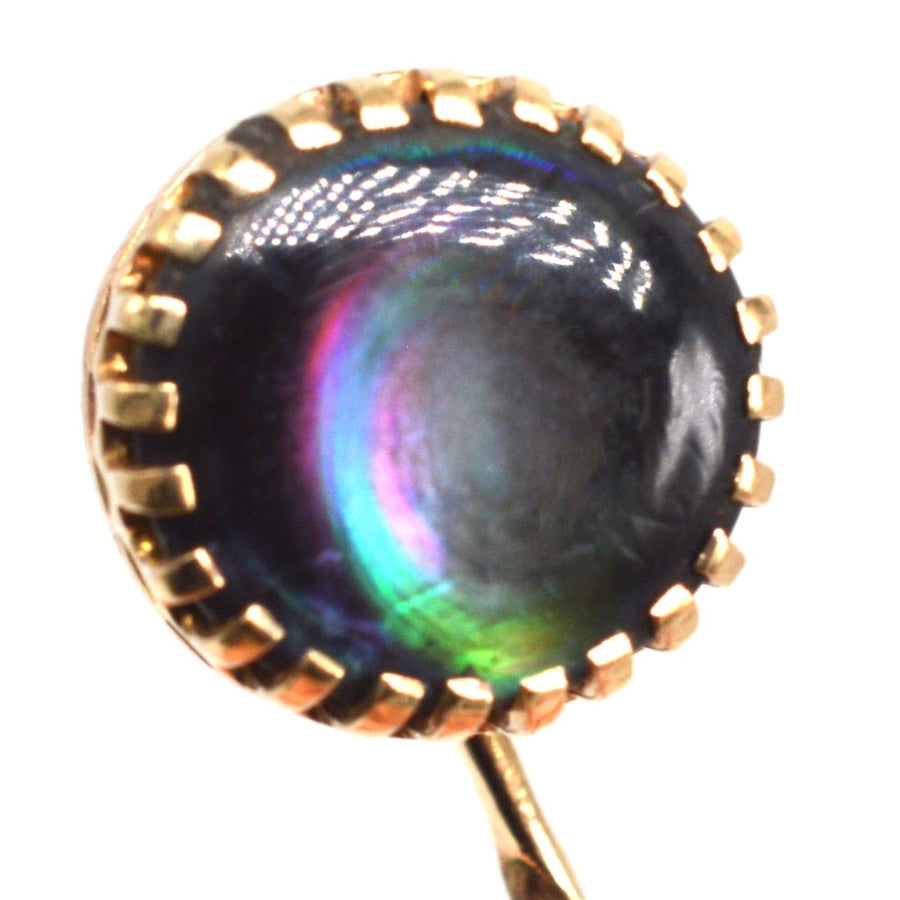 Art Deco 9ct Gold Black Mother of Pearl Tie Pin | Parkin and Gerrish | Antique & Vintage Jewellery