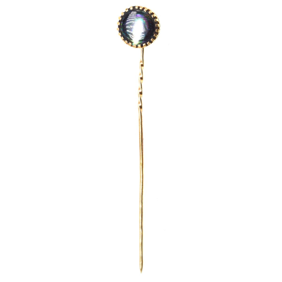 Art Deco 9ct Gold Black Mother of Pearl Tie Pin | Parkin and Gerrish | Antique & Vintage Jewellery