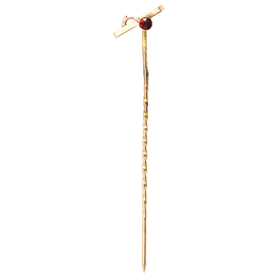 Art Deco 9ct Gold Garnet Tie Pin | Parkin and Gerrish | Antique & Vintage Jewellery