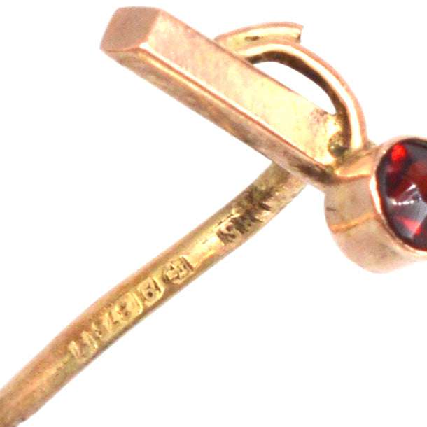 Art Deco 9ct Gold Garnet Tie Pin | Parkin and Gerrish | Antique & Vintage Jewellery
