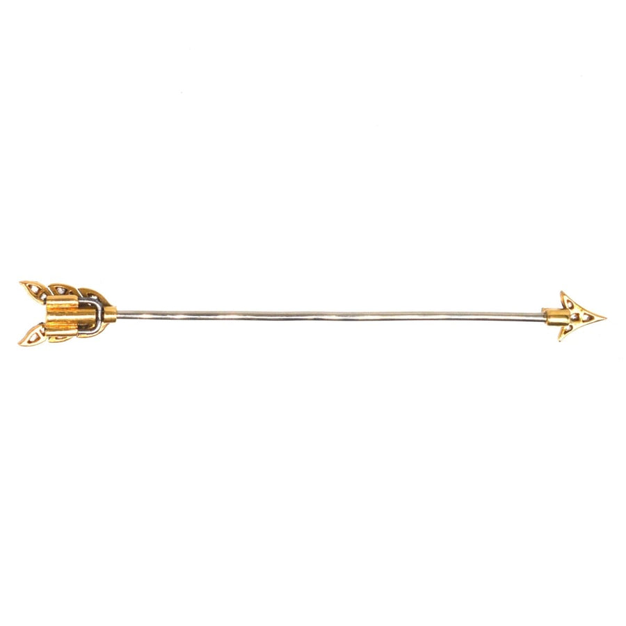 Art Deco Platinum and 18ct Gold, Black Sapphire and Diamond Arrow Brooch | Parkin and Gerrish | Antique & Vintage Jewellery