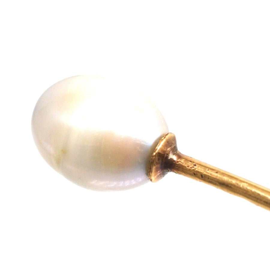 Early 20th Century Austro - Hungarian 14ct Gold Natural Pearl Tie Pin | Parkin and Gerrish | Antique & Vintage Jewellery