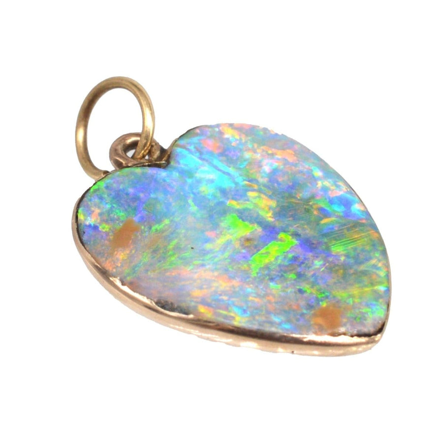 Edwardian 15ct Gold Black Opal Heart Pendant | Parkin and Gerrish | Antique & Vintage Jewellery