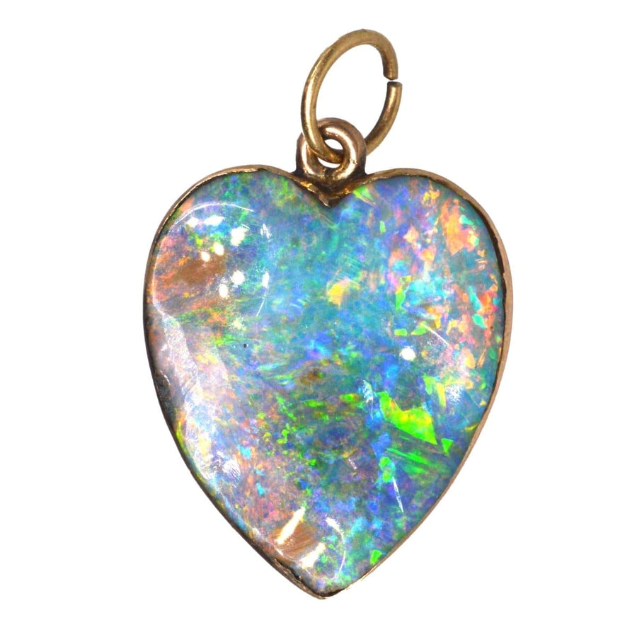 Edwardian 15ct Gold Black Opal Heart Pendant | Parkin and Gerrish | Antique & Vintage Jewellery