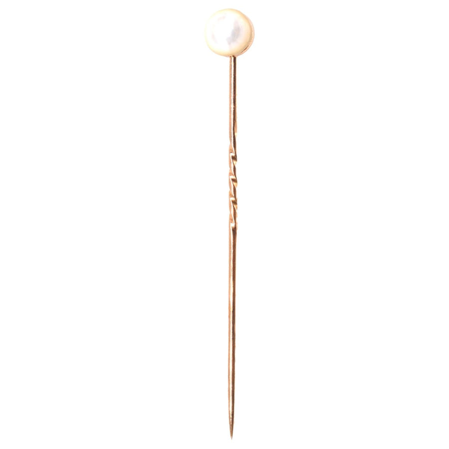 Edwardian 15ct Gold Blister Pearl Tie Pin | Parkin and Gerrish | Antique & Vintage Jewellery