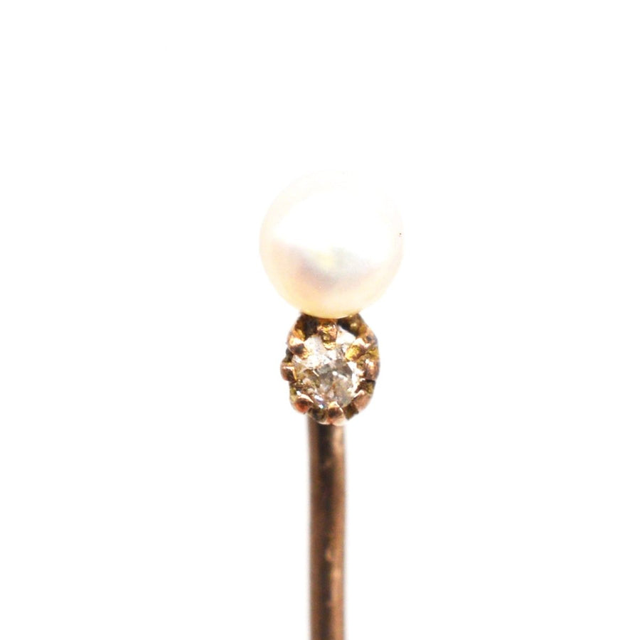 Edwardian 15ct Gold Pearl and Diamond Tie Pin | Parkin and Gerrish | Antique & Vintage Jewellery