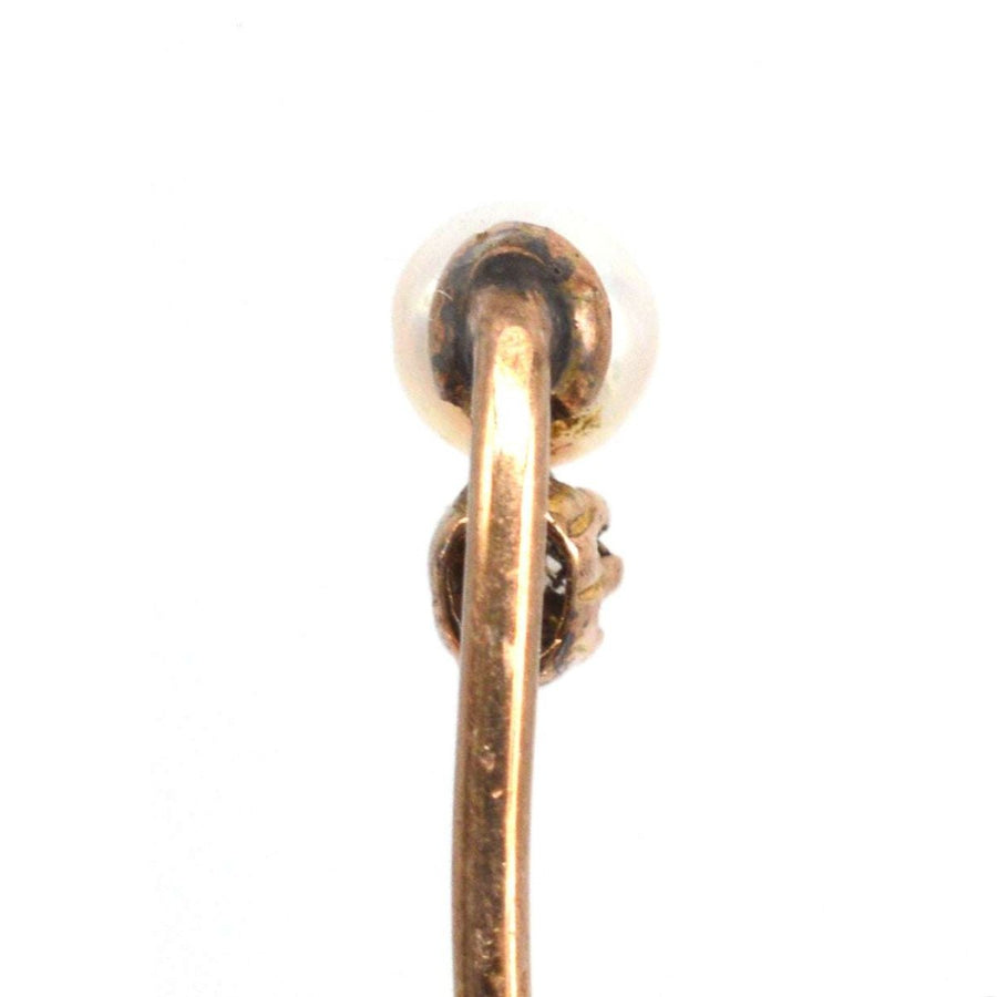 Edwardian 15ct Gold Pearl and Diamond Tie Pin | Parkin and Gerrish | Antique & Vintage Jewellery