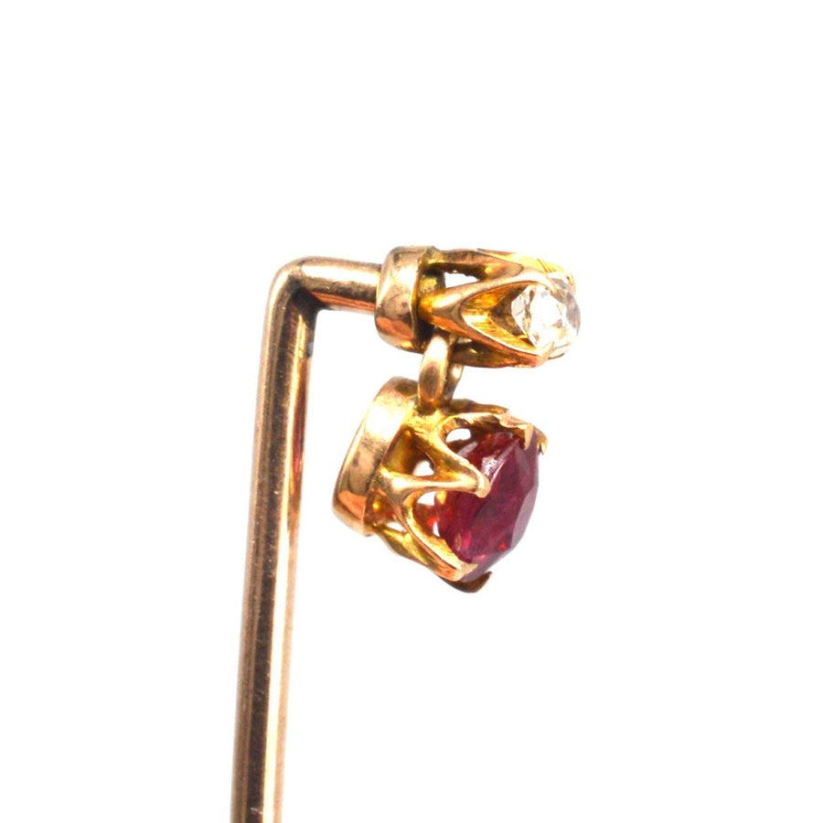 Edwardian 15ct Gold Ruby and Diamond Tie Pin | Parkin and Gerrish | Antique & Vintage Jewellery