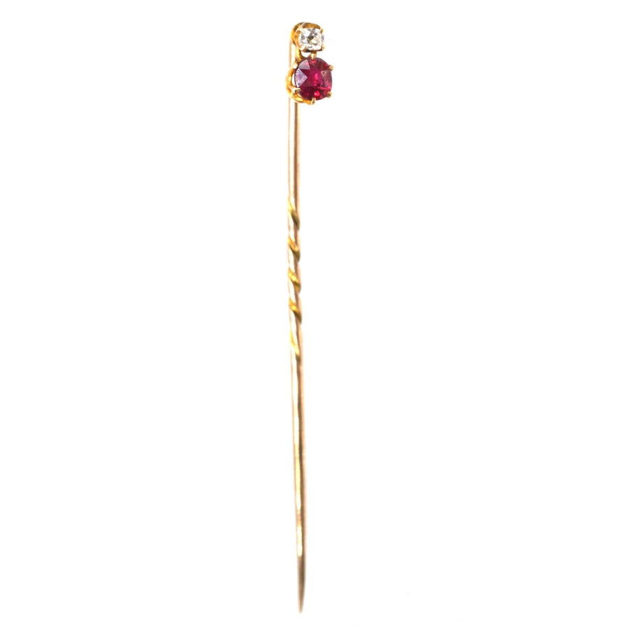 Edwardian 15ct Gold Ruby and Diamond Tie Pin | Parkin and Gerrish | Antique & Vintage Jewellery