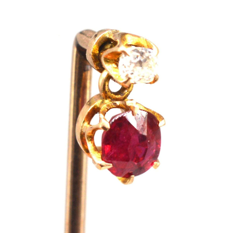 Edwardian 15ct Gold Ruby and Diamond Tie Pin | Parkin and Gerrish | Antique & Vintage Jewellery